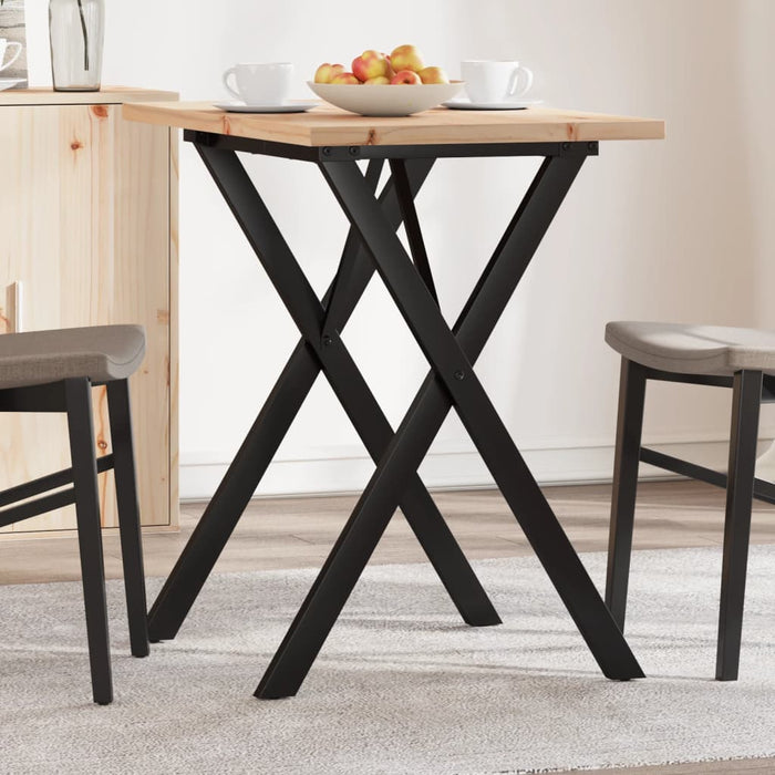 vidaXL Dining Table X-Frame 80x50x75.5 cm Solid Wood Pine and Cast Iron