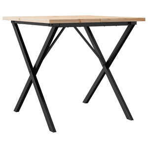 vidaXL Dining Table X-Frame 80x80x75.5 cm Solid Wood Pine and Cast Iron