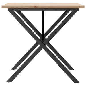 vidaXL Dining Table X-Frame 80x80x75.5 cm Solid Wood Pine and Cast Iron