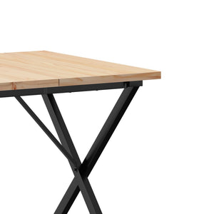 vidaXL Dining Table X-Frame 80x80x75.5 cm Solid Wood Pine and Cast Iron