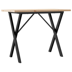 vidaXL Dining Table X-Frame 100x50x75.5 cm Solid Wood Pine and Steel