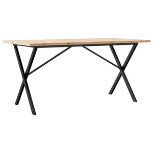 vidaXL Dining Table X-Frame 140x80x75.5 cm Solid Wood Pine and Steel