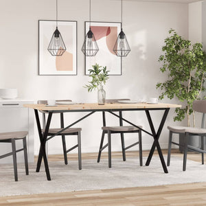 vidaXL Dining Table X-Frame 140x80x75.5 cm Solid Wood Pine and Steel