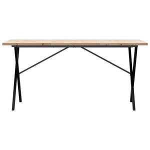 vidaXL Dining Table X-Frame 140x80x75.5 cm Solid Wood Pine and Steel