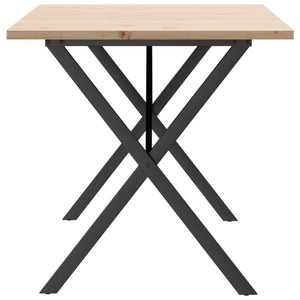 vidaXL Dining Table X-Frame 140x80x75.5 cm Solid Wood Pine and Steel