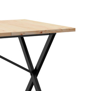 vidaXL Dining Table X-Frame 140x80x75.5 cm Solid Wood Pine and Steel