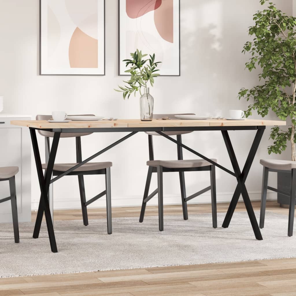 vidaXL Dining Table X-Frame 140x80x75.5 cm Solid Wood Pine and Steel