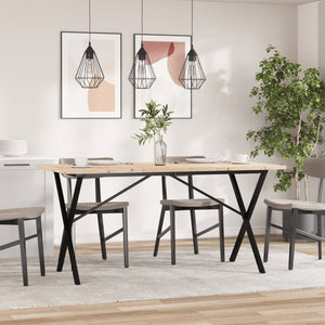 vidaXL Dining Table X-Frame 160x80x75.5 cm Solid Wood Pine and Cast Iron