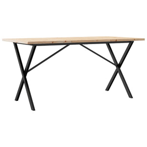 vidaXL Dining Table X-Frame 160x80x75.5 cm Solid Wood Pine and Cast Iron