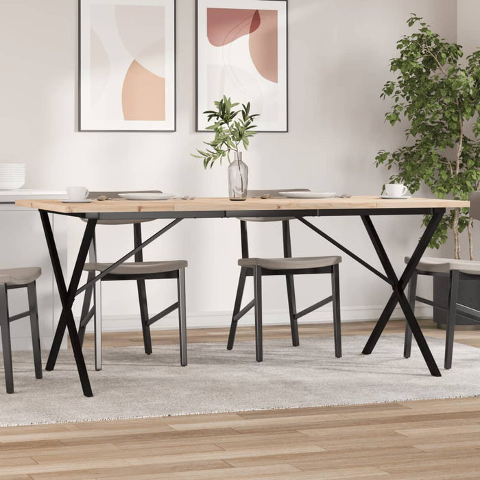 vidaXL Dining Table X-Frame 180x90x75.5 cm Solid Wood Pine and Steel