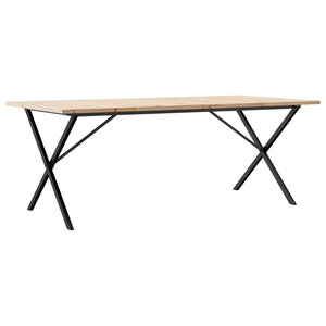 vidaXL Dining Table X-Frame 200x100x75.5 cm Solid Wood Pine and Cast Iron