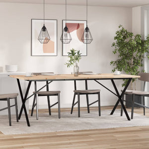 vidaXL Dining Table X-Frame 200x100x75.5 cm Solid Wood Pine and Cast Iron