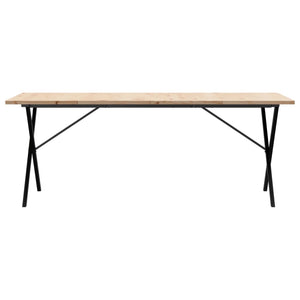 vidaXL Dining Table X-Frame 200x100x75.5 cm Solid Wood Pine and Cast Iron