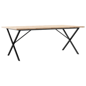 vidaXL Dining Table X-Frame 200x100x75.5 cm Solid Wood Pine and Cast Iron