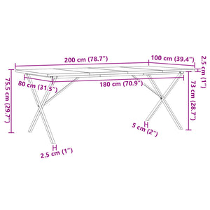 vidaXL Dining Table X-Frame 200x100x75.5 cm Solid Wood Pine and Cast Iron