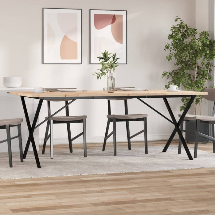 vidaXL Dining Table X-Frame 200x100x75.5 cm Solid Wood Pine and Cast Iron