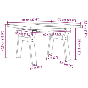 vidaXL Coffee Table Y-Frame 70x70x40.5 cm Solid Wood Pine and Steel