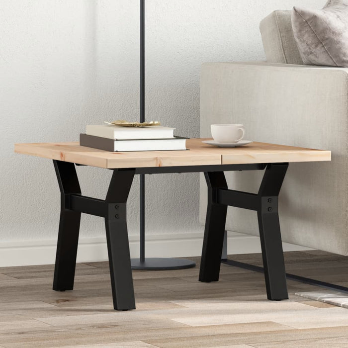 vidaXL Coffee Table Y-Frame 70x70x40.5 cm Solid Wood Pine and Steel