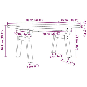 vidaXL Coffee Table Y-Frame 80x50x40.5 cm Solid Wood Pine and Steel