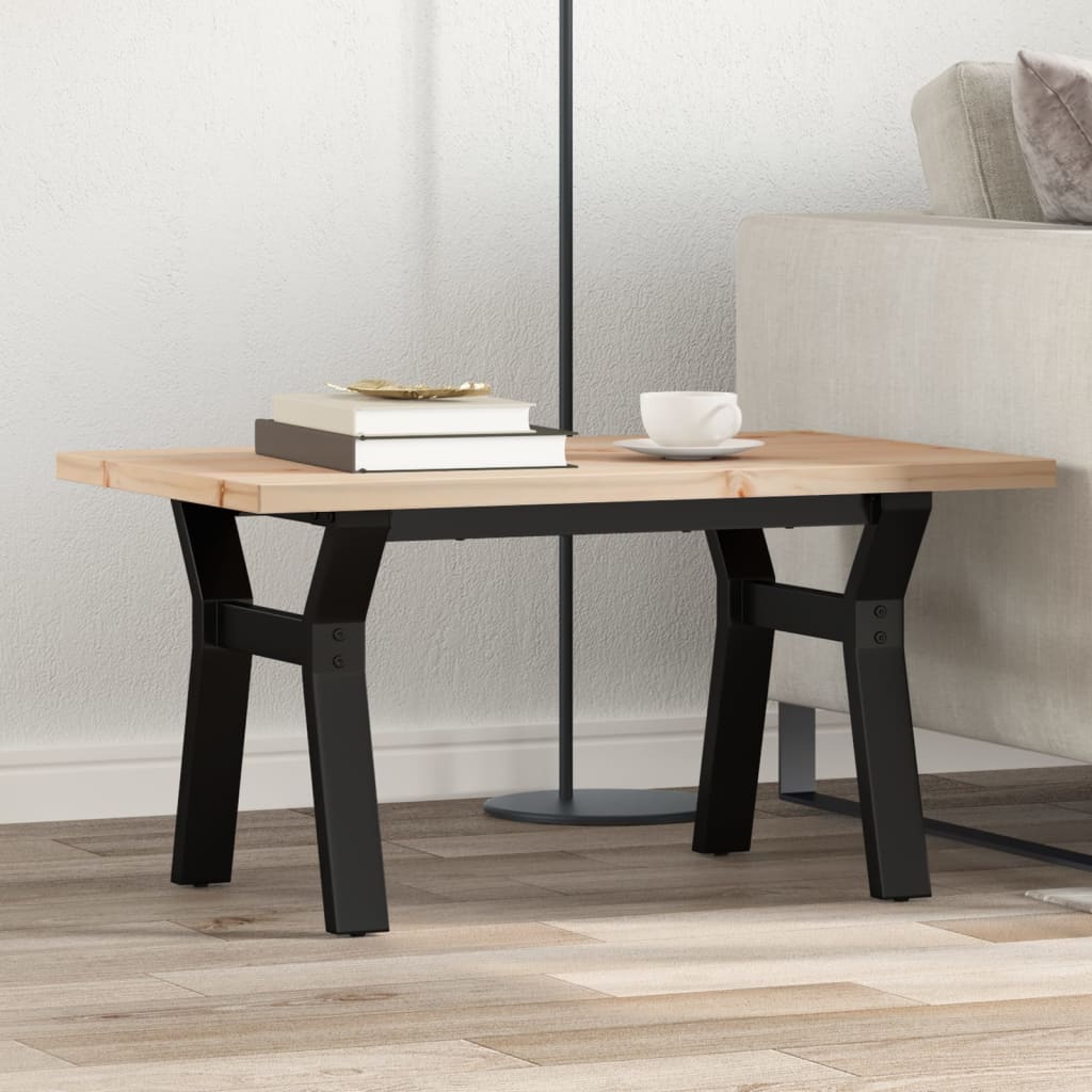 vidaXL Coffee Table Y-Frame 80x50x40.5 cm Solid Wood Pine and Steel