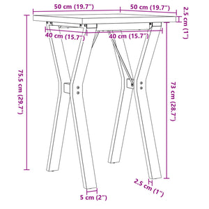 vidaXL Dining Table Y-Frame 50x50x75.5 cm Solid Wood Pine and Cast Iron