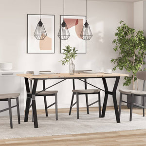 vidaXL Dining Table Y-Frame 140x80x75.5 cm Solid Wood Pine and Cast Iron