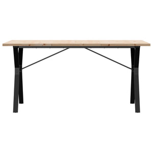 vidaXL Dining Table Y-Frame 140x80x75.5 cm Solid Wood Pine and Cast Iron