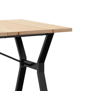 vidaXL Dining Table Y-Frame 140x80x75.5 cm Solid Wood Pine and Cast Iron