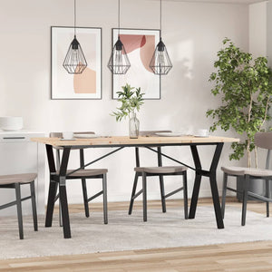 vidaXL Dining Table Y-Frame 160x80x75.5 cm Solid Wood Pine and Cast Iron