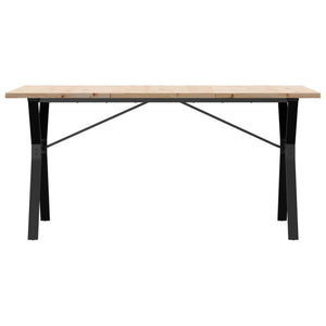 vidaXL Dining Table Y-Frame 160x80x75.5 cm Solid Wood Pine and Cast Iron