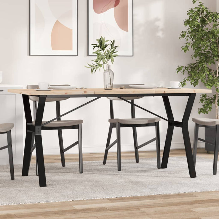 vidaXL Dining Table Y-Frame 160x80x75.5 cm Solid Wood Pine and Cast Iron