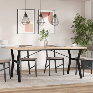 vidaXL Dining Table Y-Frame 180x90x75.5 cm Solid Wood Pine and Cast Iron