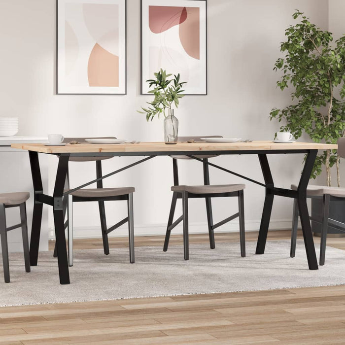 vidaXL Dining Table Y-Frame 180x90x75.5 cm Solid Wood Pine and Cast Iron