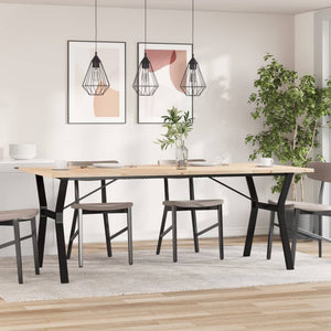 vidaXL Dining Table Y-Frame 200x100x75.5 cm Solid Wood Pine and Cast Iron