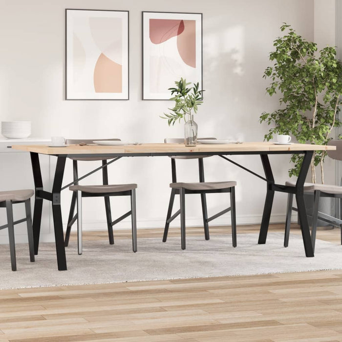 vidaXL Dining Table Y-Frame 200x100x75.5 cm Solid Wood Pine and Cast Iron