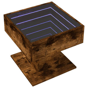 vidaXL Coffee Table with LED Smoked Oak 50x50x45 cm Engineered Wood