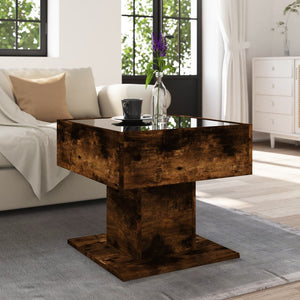 vidaXL Coffee Table with LED Smoked Oak 50x50x45 cm Engineered Wood