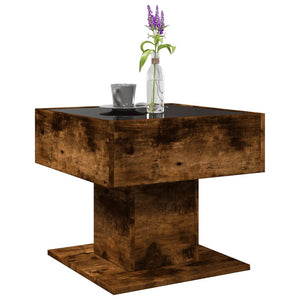 vidaXL Coffee Table with LED Smoked Oak 50x50x45 cm Engineered Wood