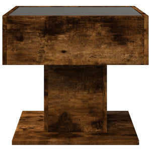 vidaXL Coffee Table with LED Smoked Oak 50x50x45 cm Engineered Wood