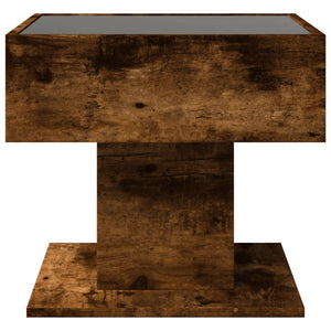 vidaXL Coffee Table with LED Smoked Oak 50x50x45 cm Engineered Wood