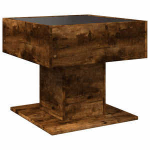 vidaXL Coffee Table with LED Smoked Oak 50x50x45 cm Engineered Wood