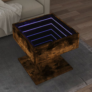 vidaXL Coffee Table with LED Smoked Oak 50x50x45 cm Engineered Wood