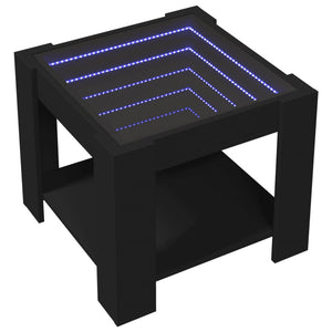 vidaXL Coffee Table with LED Black 53x53x45 cm Engineered Wood