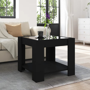 vidaXL Coffee Table with LED Black 53x53x45 cm Engineered Wood