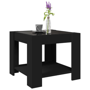 vidaXL Coffee Table with LED Black 53x53x45 cm Engineered Wood