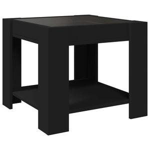 vidaXL Coffee Table with LED Black 53x53x45 cm Engineered Wood