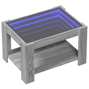 vidaXL Coffee Table with LED Grey Sonoma 73x53x45 cm Engineered Wood