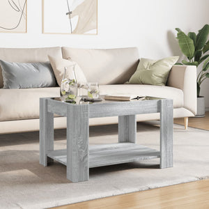 vidaXL Coffee Table with LED Grey Sonoma 73x53x45 cm Engineered Wood