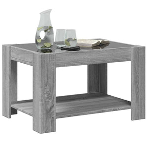 vidaXL Coffee Table with LED Grey Sonoma 73x53x45 cm Engineered Wood