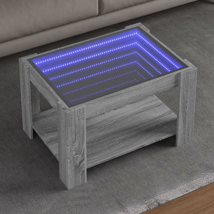 vidaXL Coffee Table with LED Grey Sonoma 73x53x45 cm Engineered Wood